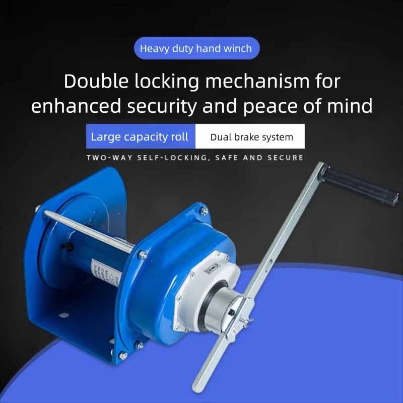 Heavy Equipment Hauling - 0.5～3トン セルフロック式 手動牽引ウインチ ハンドクランク式リフティング・ホーリング装置 工業用重荷重ワイヤーロープウインドラス機器