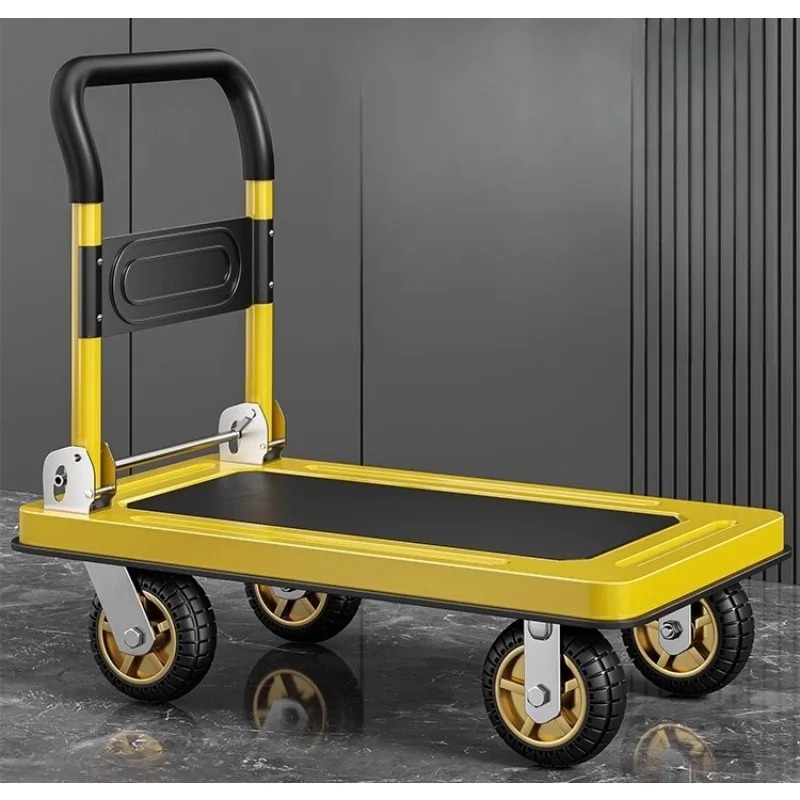 Heavy Equipment Hauling - 頑丈なフェンシングフラットベッドハンドカート、静音折りたたみ式四輪トレーラー、屋内倉庫、店舗、貨物運搬、輸送機器用